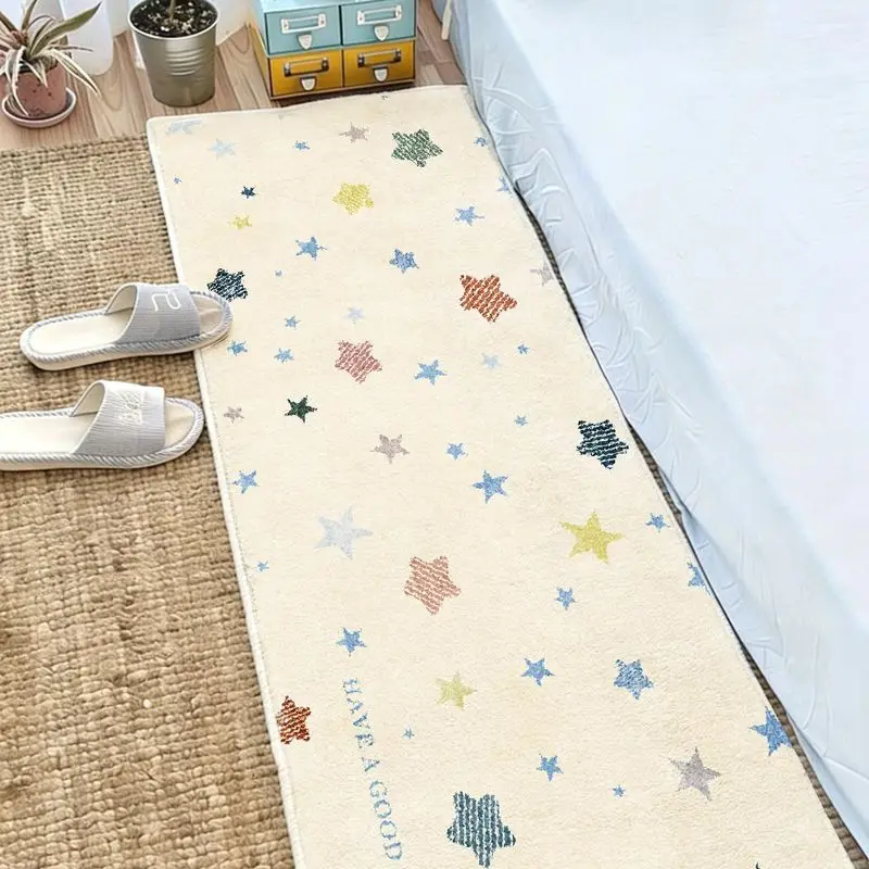 VIKAMA Bedroom Rug Angel Print Long Runner Non Slip Carpet for Bedside Cozy Home Decor Washable Floor Mat Great Gift for