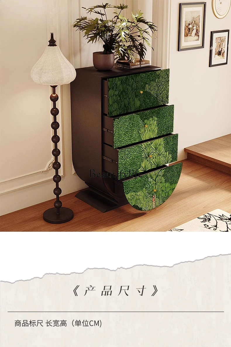Modern simple green forest solid wood four-chest cabinet bedroom storage cabinet