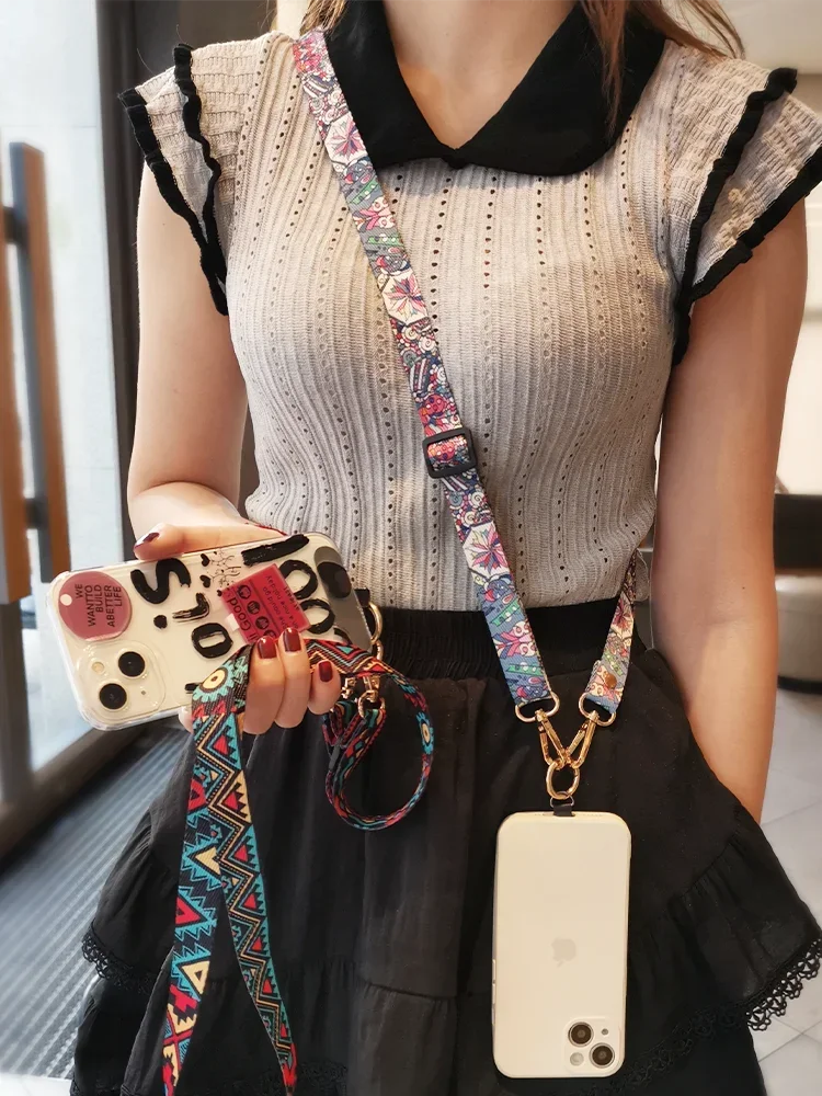 Graffiti Pattern Long Crossbody Mobile Phone Lanyard Adjustable Hanging Neck Strap Universal Cell Phone Case Anti-lost Lanyards