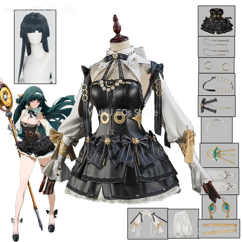 

Astra Yao Cosplay Costume Game Zenless Zone Zero ZZZ Astra New Skin Chandelier Black Dress Suit Wig Women Halloween Rolpely Suit