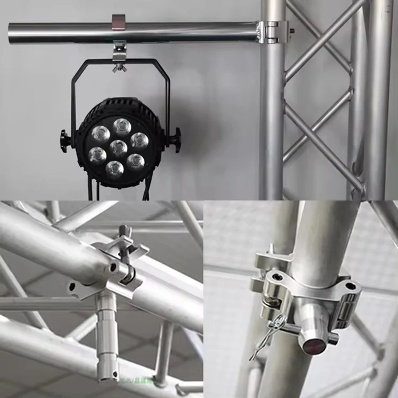 Aluminum Silver Wrap-Around Coupler Clamp for stage lighting Truss Pipe Clamp Tube 48-51mm Pipe Heavy Duty300KG Weight Capacity