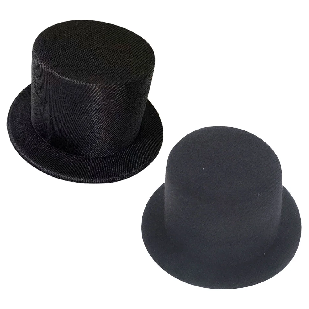 

2 Pcs Santa Decor Mini Hat Miniature Tops Hats Supplies Black DIY Craft Small Child