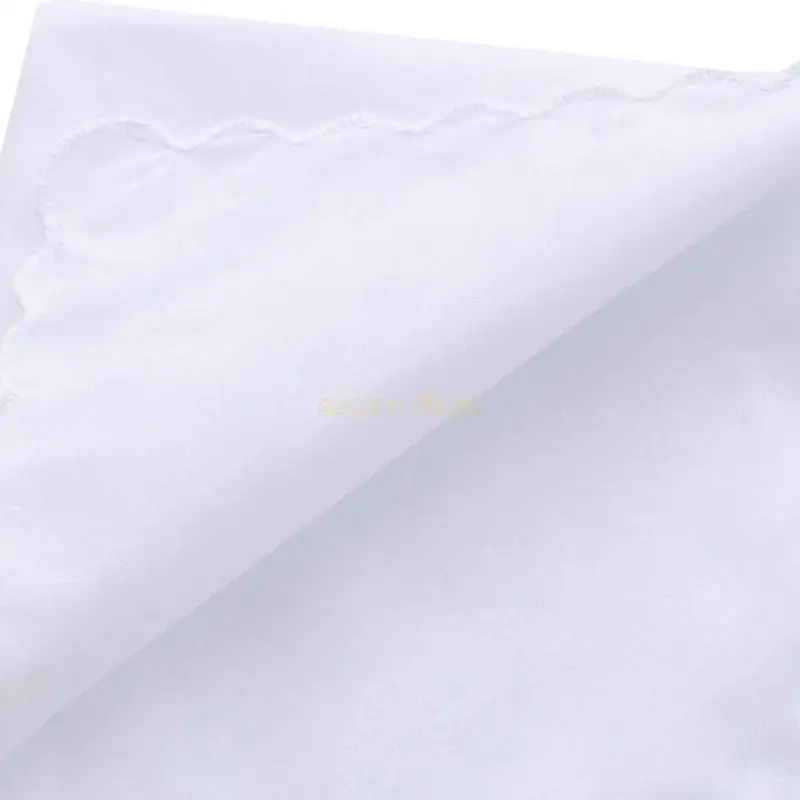 

31BF Lightweight White Handkerchiefs Cotton Square Super Soft Washable Chest Towel