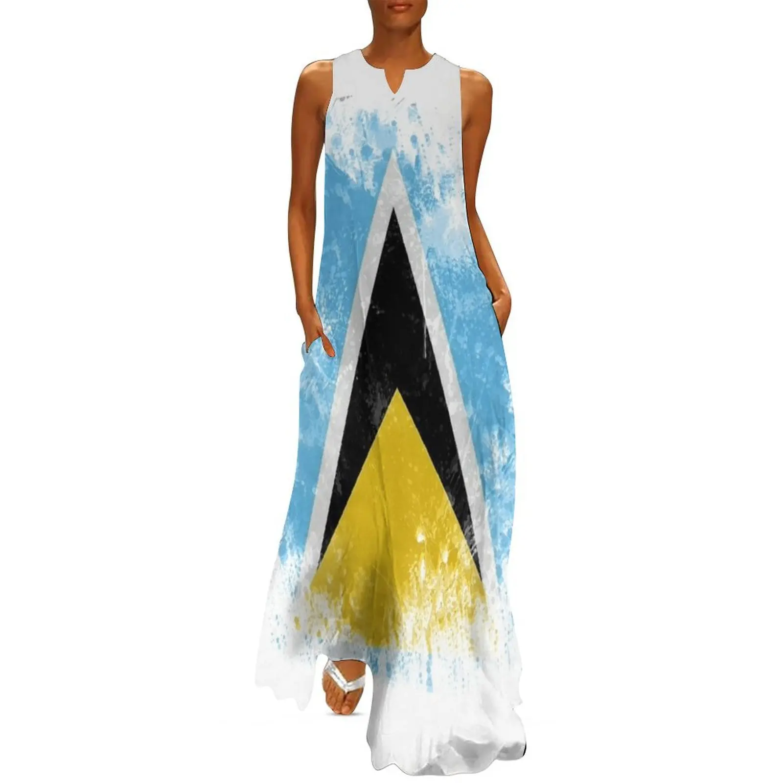 

St. Lucia Splash Long Dress Woman clothes Beachwear Cocktail of dresses Evening dresses