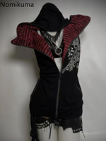 Harajuku Slim Waist Print Vests Jackets Women Clothing Sleeeless Hooded Zipper Waistcoat Y2k Tops Casual Fashion Summer Tanks