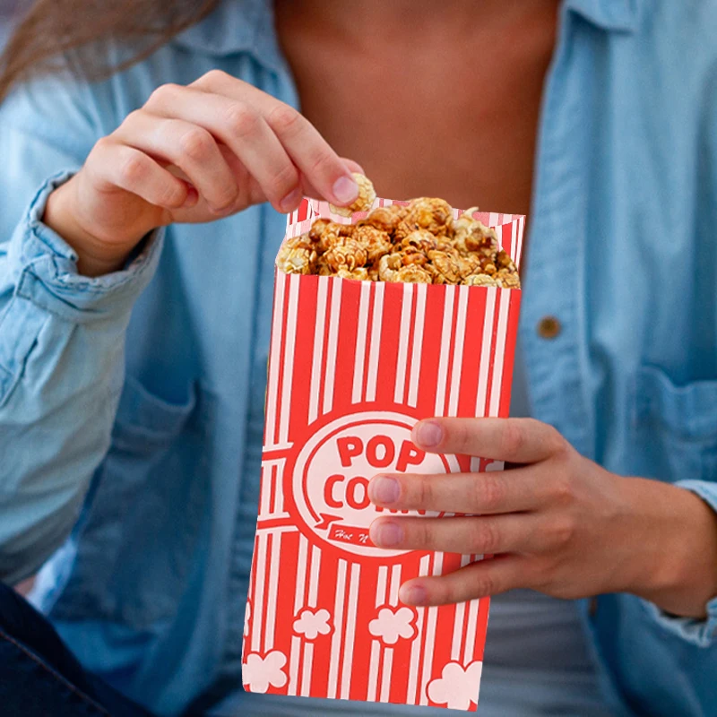 20/50 قطعة أكياس الفشار الخدمات الفردية ورقة الفشار الغذاء حقيبة حفل زفاف الفشار بار وجبة خفيفة هدية حزم الفيلم اللوازم الليلية