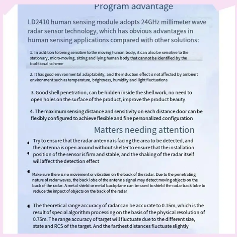 B24B 2X Mini LD2410B Hoge Gevoeligheid 24Ghz Menselijke aanwezigheid Status Sensing Radar Sensor Module