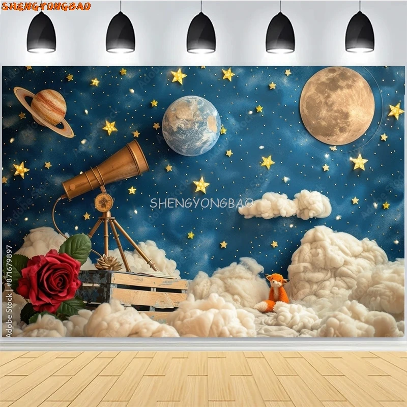 Mermaid Children Baby Birthday Digital Photography Backdrops Prop Vibrant Balloons Rainbow Clouds Photo Studio Background AO-09