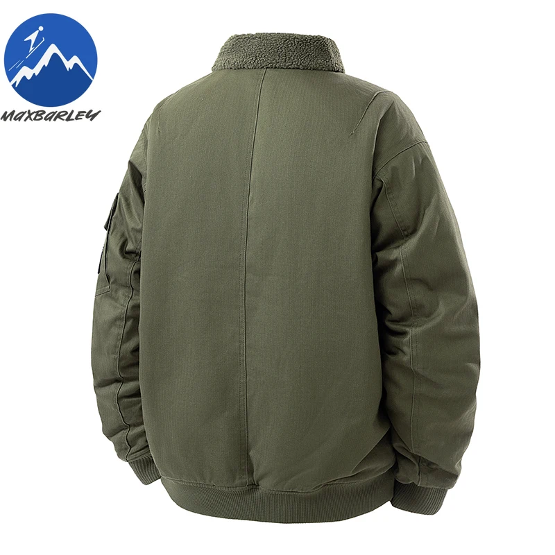 Luxury Winter Jacket Fleece Lined Outdoor Work Windproof Warm Padded Jacket Fur Collar Lapel Comfort Cold Resistant Tooling Coat