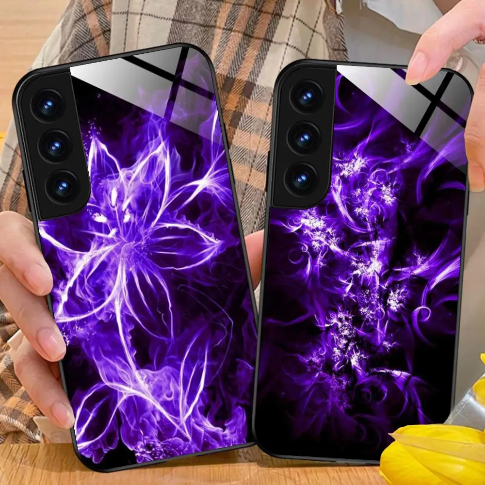 Luxury Purple Phone Case for Samsung Galaxy A56 55 54 53 52 51 36 35 34 23 16 15 5G Glass Protective Cover