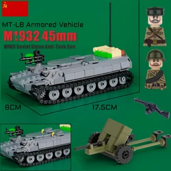 WW2 Military Soviet MT-LB Armored Vehicle Building Blocks Figures Weapons Guns Anti Tank Army Accessories MOC Bricks Kids Toys