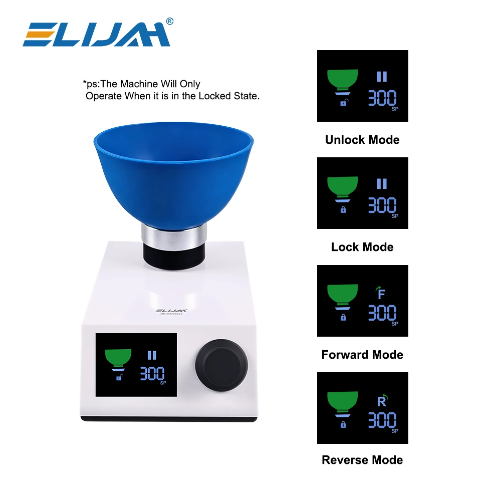 

ELIJAH Automatic Dental Alginate Mixer 5-300RPM Low-Noise Forward/Reverse Function with 2 Bowls for Gypsum Dental Lab