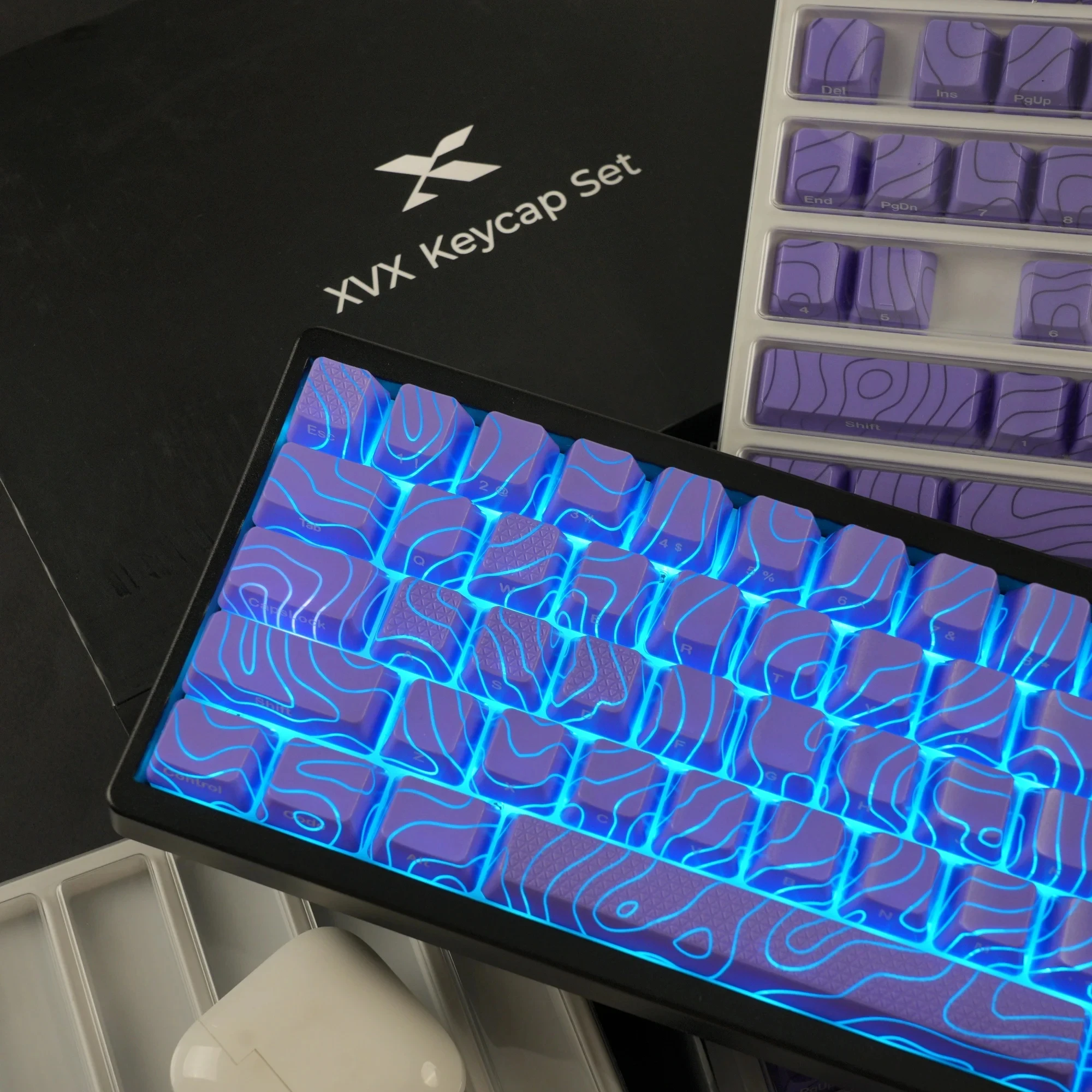 84 Keycaps XVX Topographic New Version IMD-Tech Keys Keycaps OEM Profile Pattern Shine-Through PC Cool Gifts for Gaming