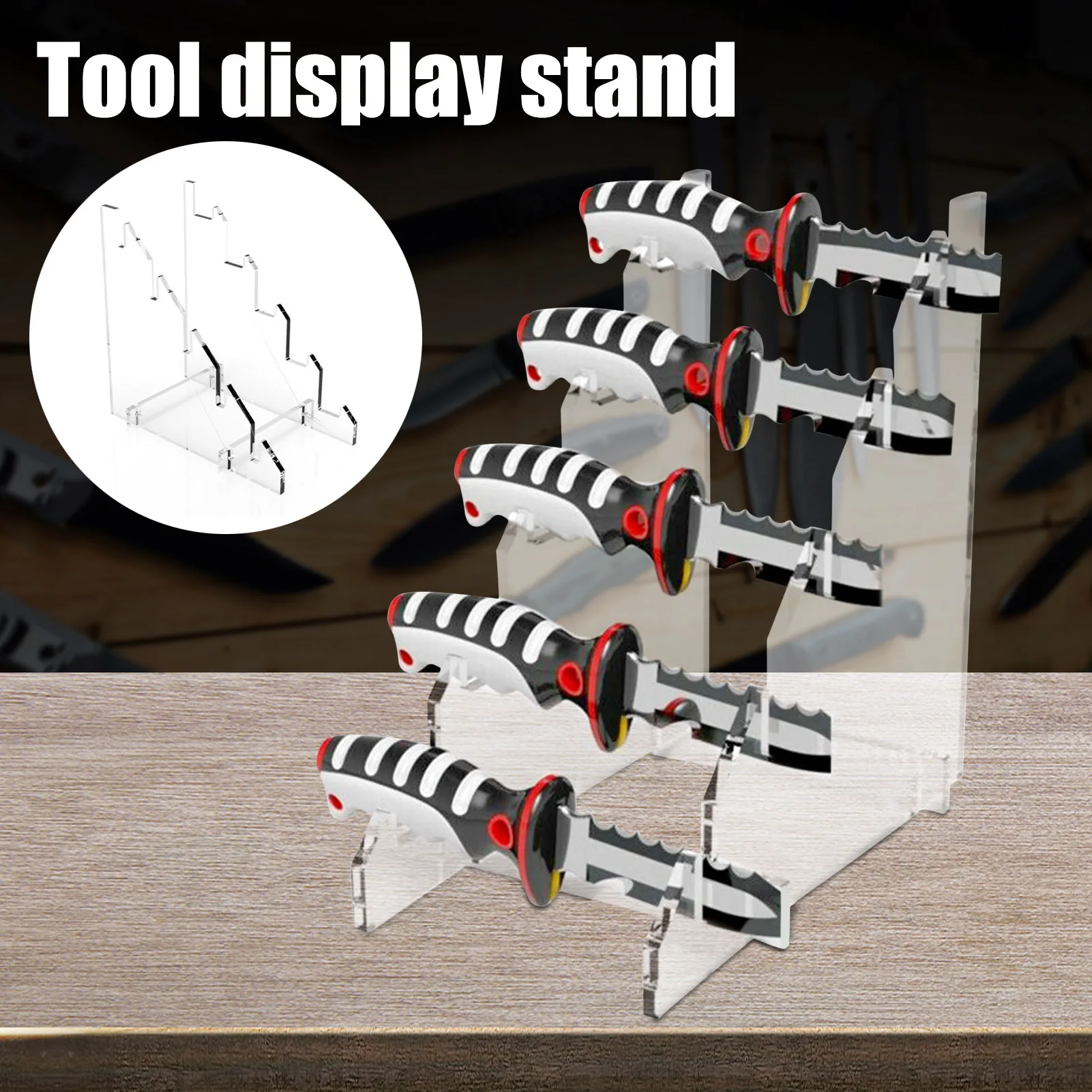 Knives Display Stand Plate Knives Display Stand Holder With 5 Slots For Displaying Camping Survival Knives Stair Style