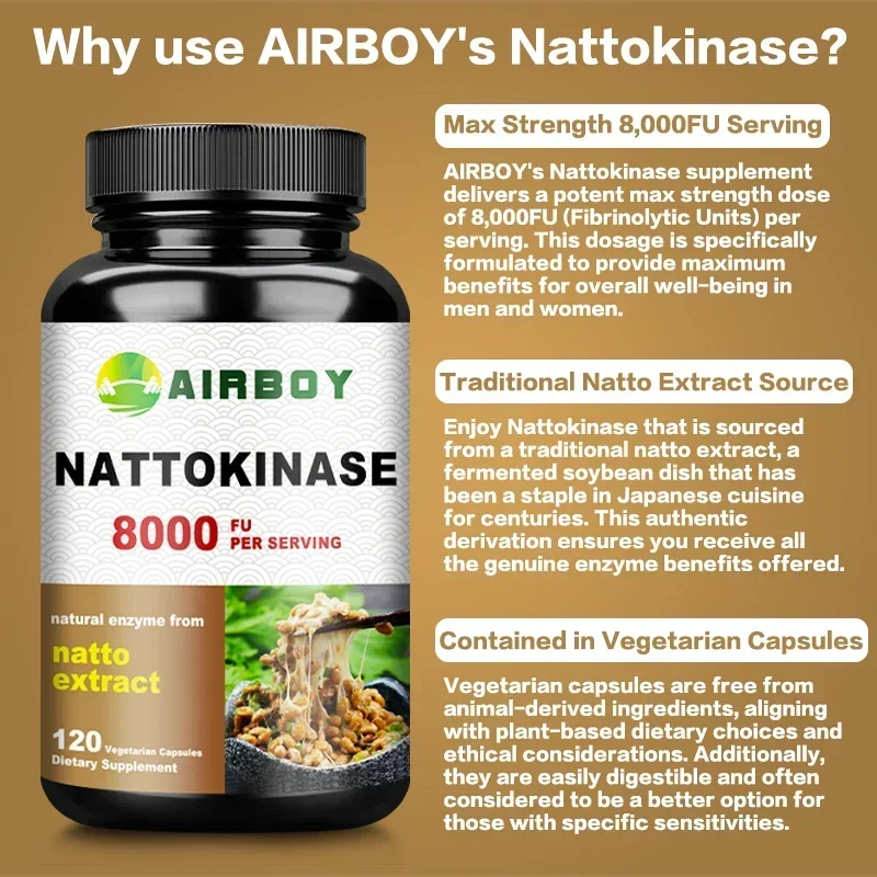 Nattokinase - يعزز صحة القلب بشكل عام، ويعزز الدورة الدموية، وصحة القلب والأوعية الدموية