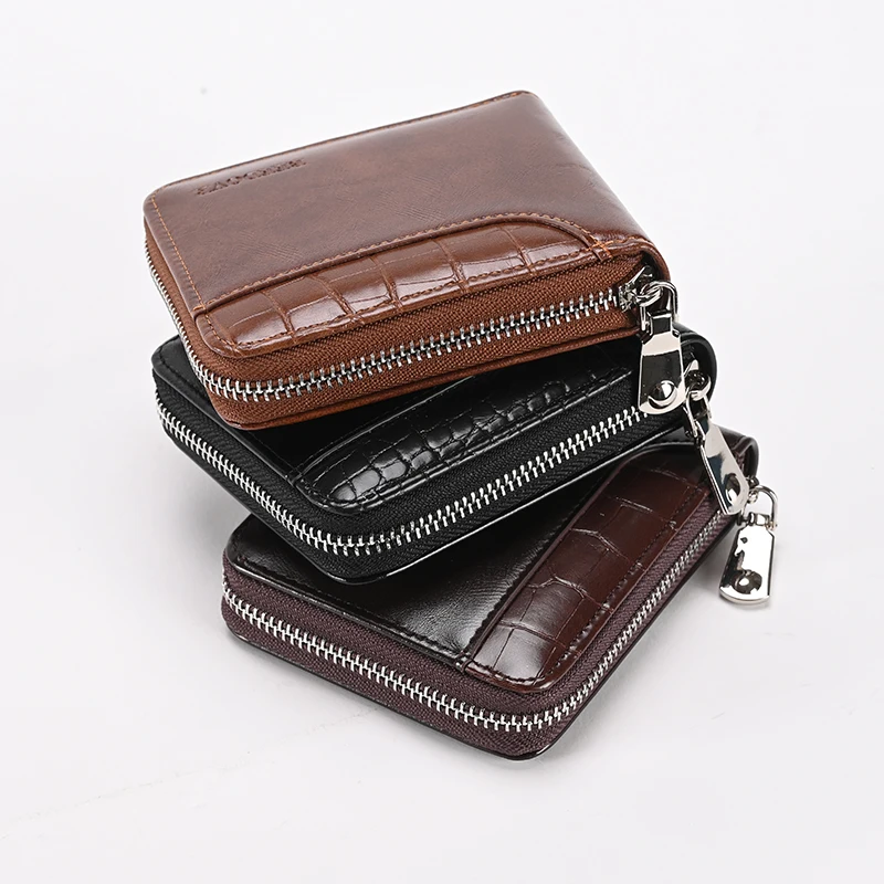 

Factory Custom Card Holder Men's Horizontal RFID Anti-theft brush Coin Purse Multi-card PU Leather Wallet