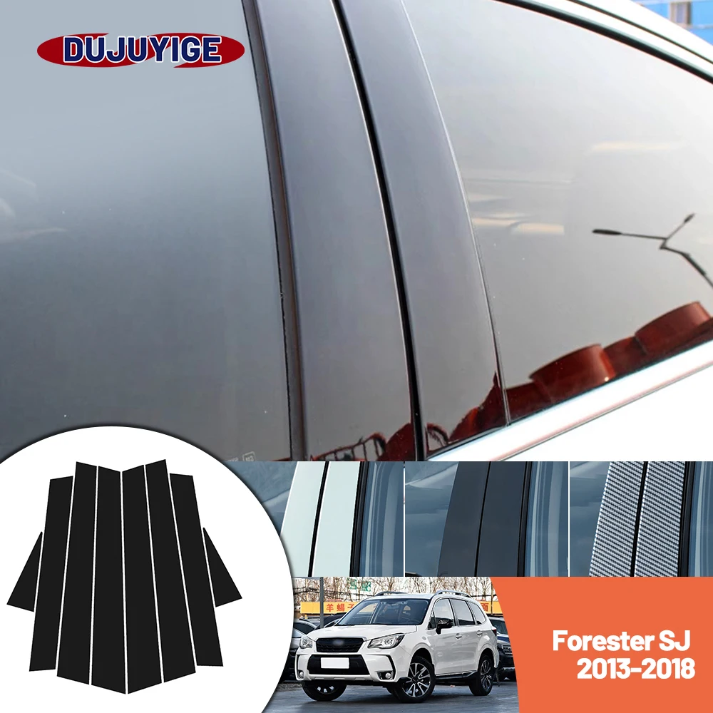 

Bright black carbon fiber door and window B C Pillar sticker suitable For Subaru Forester SJ MK4 2013-2018 2014 2015 2016 2017