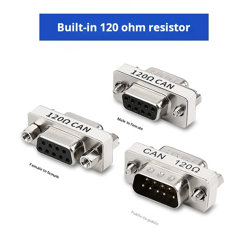 DB9 CAN Bus Converter Plug 120Ω Terminator High-precision 9 Pin Serial Port Conversion Head Male to Female Connector Terminal