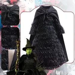 Wicked Elphaba Cosplay Fantasia Girl Costume Disguise for Girl Tutu Dress Hat Fancy Dress Up Halloween Carnival Party Suit