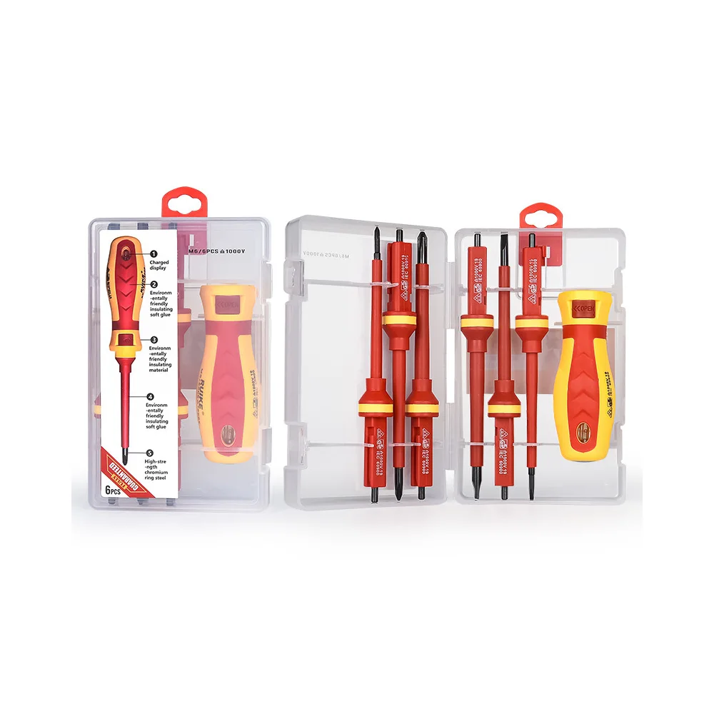 6Pcs VDE Insulated Screwdriver Set Slotted Phillips Screw Driver Bits Kit With Tester Pen Electricians Hand Tools