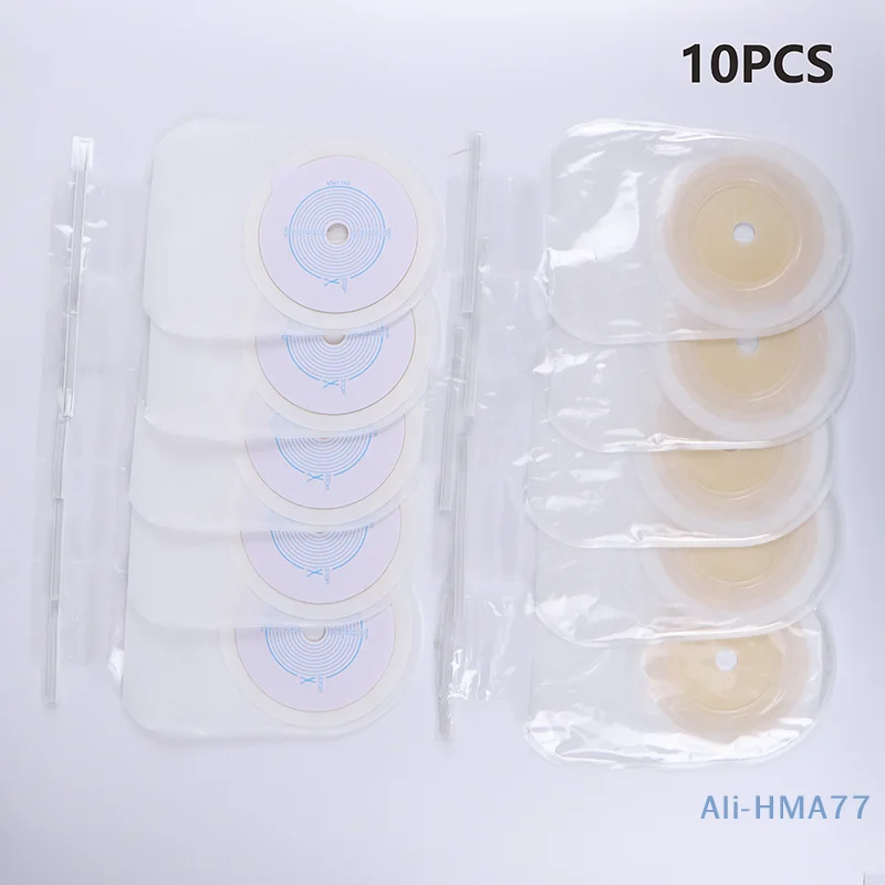 10pcs Drain Valve One-piece System Colostomy Bags For Adults Disposable Colostomy Pouch Opening With Clip Closure