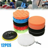 12Pcs/Set CarPolishing Disc Self-Adhesive Buffing Waxing Sponge Wool Wheel Polishing Pad For Car Polisher Drill Adapter A2M7