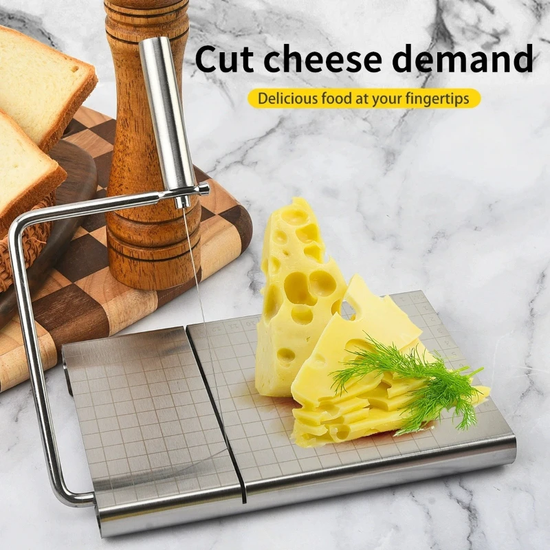 

Cheese Slicers with Wire for Block Cheese Adjustable Cheese Cutter Board with 5 Replacement Wires Precise Scale