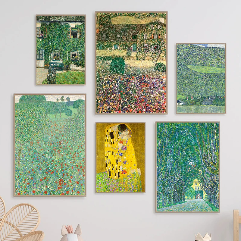 The Park/Castle Kammer on Lake Attersee Poster Canvas Painting Gustav Klimt Impressionist Wall Art Picture Office Home Decor