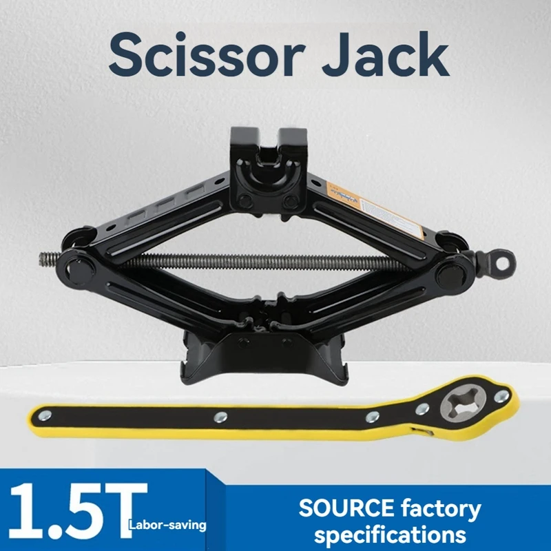 1.5T Jack Mechanical Pantograph Crank Lifter Jack W/Wrench Car Tire Changer Scissor Lift Tool Crank Lifter PKW/SUV/MPV