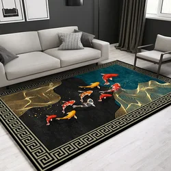 VIKAMA crystal velvet modern simple 3D printed living room decorative carpet, standing Chinese feather, hotel room bathroom