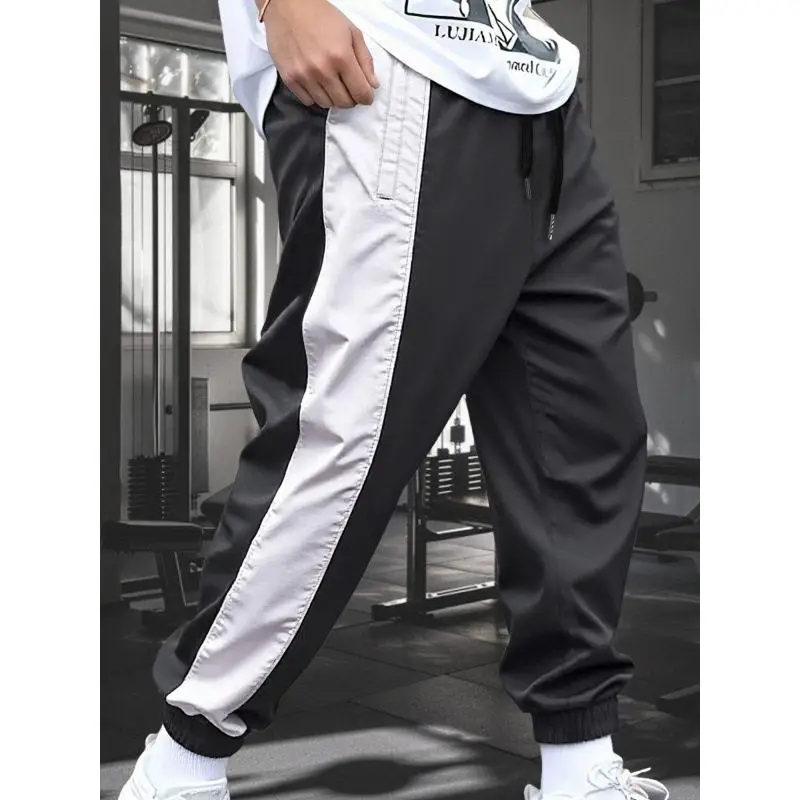 Side Stripe Track Pants Loose Fit Men's Casual Pants No Brand Registered Trademark Elasticity Grade Non Elastic Winter Collec...