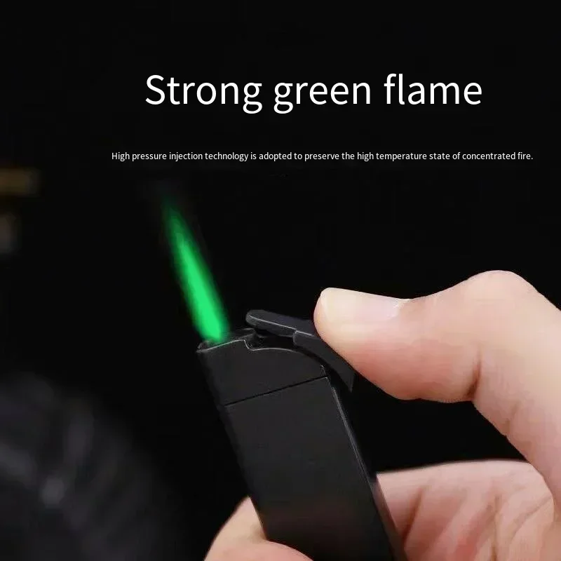 Windproof Ultra-thin Lighter Mini Jet Green Flame Torch Butane Gas Inflatable Lighter Smoking Accessories Smoking Gifts