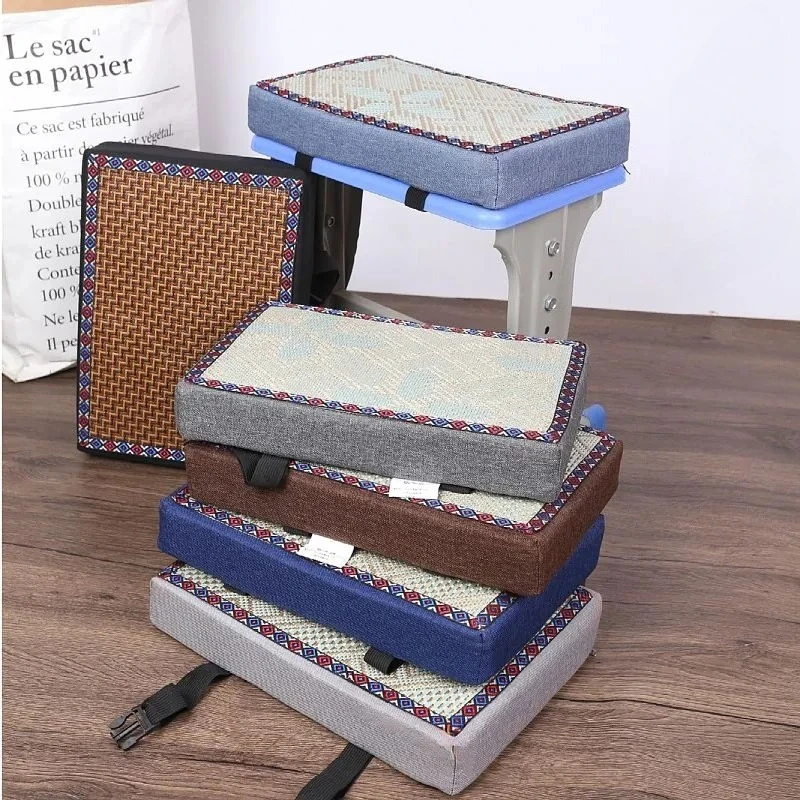 SRETNO Summer Student Stool Natural Latex Cushions, Thick and Breathable, Rattan Mat/Linen Double-sided Use Cool Pad 34x24x5cm