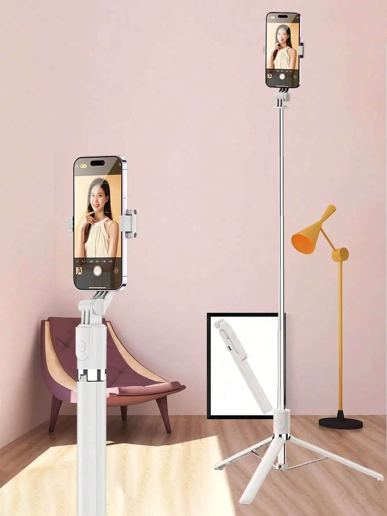 1700mm 셀카 스틱 무선 셀카 스틱 전화 삼각대 확장형 스탠드 스마트 폰용 접이식 모노 포드 밸런스 꾸준한 촬영