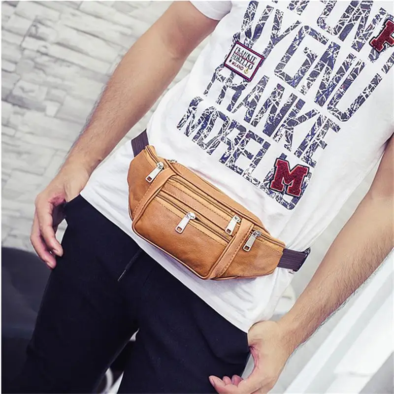 Vintage Sports Waist Bag Multi-Pockets Waterproof Fanny Pack Travel Belt Bag Coin Purse for Men