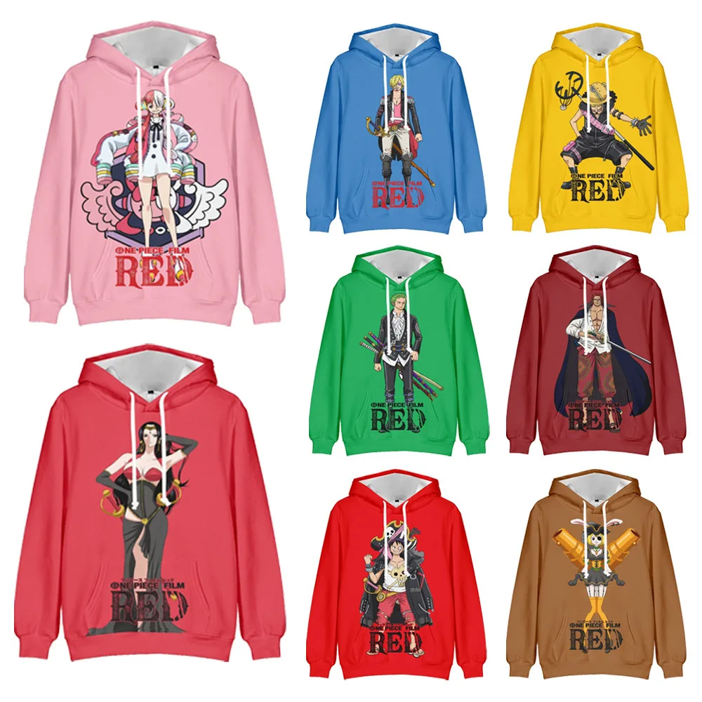 New Hot Selling Anime One Piece Theatrical Edition Uta Casual Hooded Sweatshirt for Men and Women, Fashionable Loose Jacket