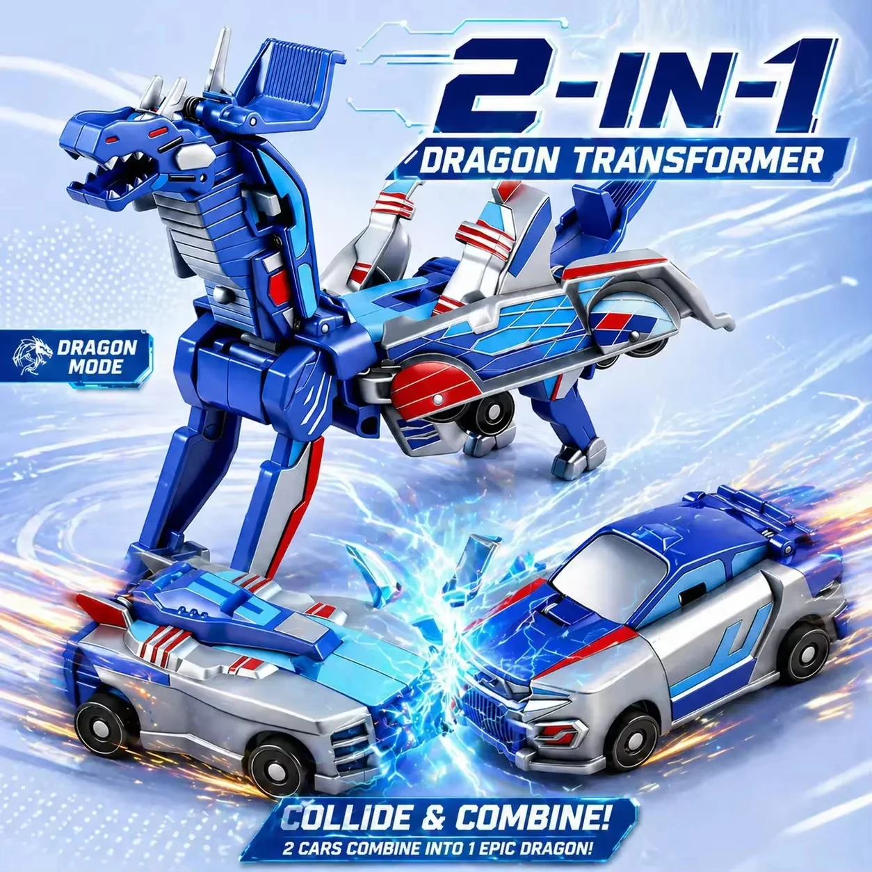 2-in-1 Transforming Car Toy, Magnetic Crash Trigger Deformation Vehicle, Kids Combine Robot Gift for Boys