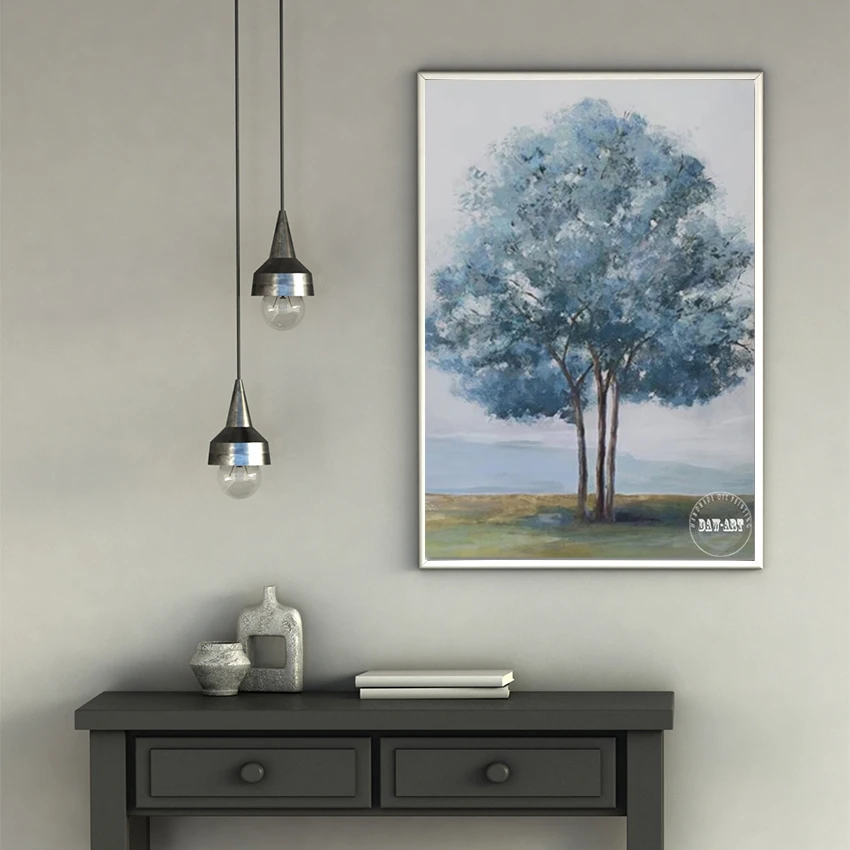 

Современные холсты, абстрактные картины маслом, безрамные, акриловая картина с пейзажем дерева, художественное украшение для ресторана, стена, 100% ручная роспись