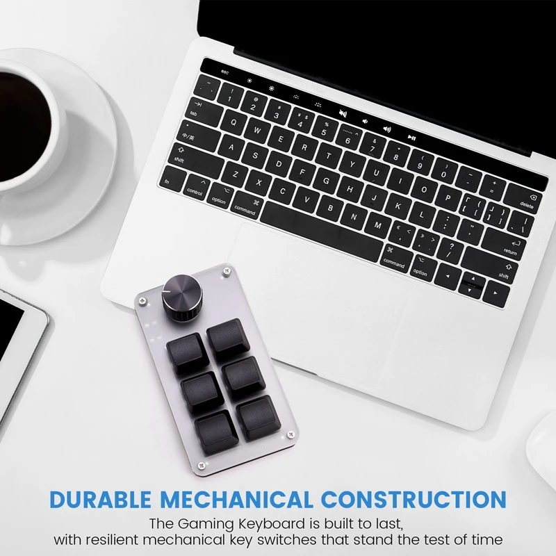 AA01-6 Key 1 Knob Copy Paste Mini Button Wired RGB Mini Mechanical Keyboard For Gamers/Designers/Video Editor