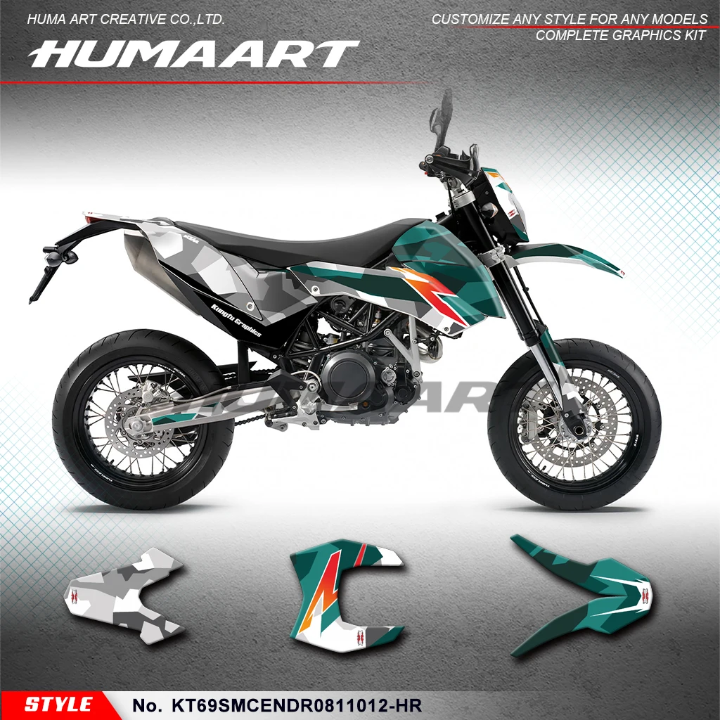 HUMAART Full Vinyl Graphics Stickers Kit Decal for KTM 690 SMC-R SMC Enduro R 2008 2009 2010 2011, KT69SMCENDR0811012-HR