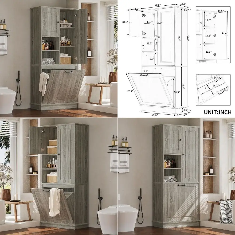 

Display Cabinet with 5Shelf Double Doors and Lock, 5mm Tempered Glass Floor Standing Bookshelf for Living Room, Bedroom, Office