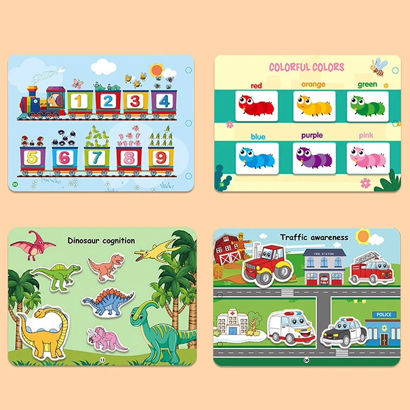 

Montessori Reusable Cartoon Scene Stickers Kids DIY Hands-On Puzzle Learning Cognition Toy