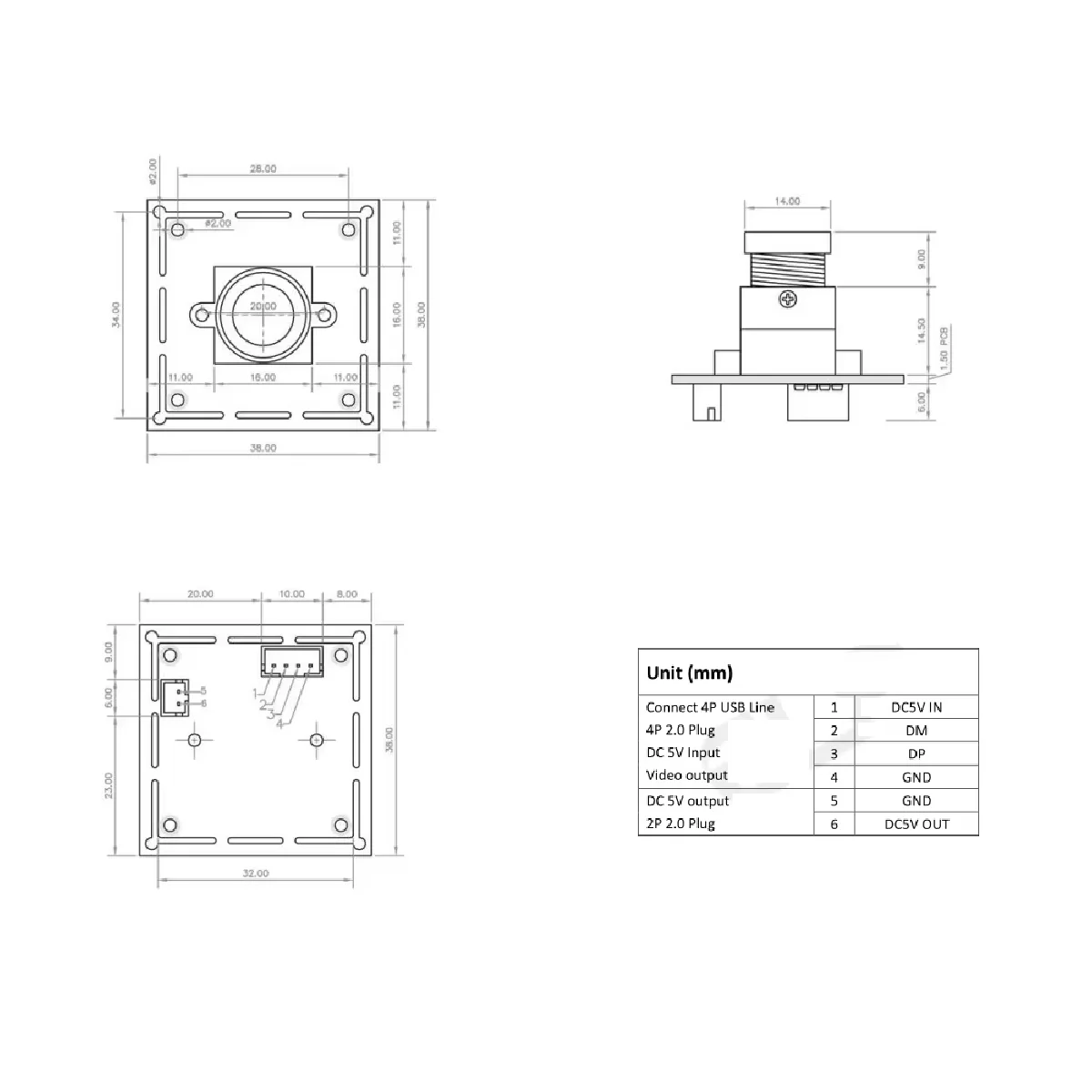 1MP HD 720p OV9712 Android CMOS Externe USB-Computer-Kamera mit 3,6mm Objektiv für Geldautomaten, Kioske, Verkaufsautomaten – Detail 4