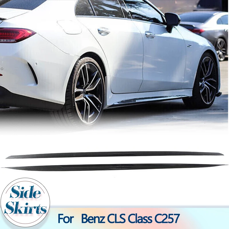 

Car Side Skirts Extensions Lip for Mercedes Benz CLS Class C257 Sport 2018 2019 Carbon Fiber Racing Door Side Skirts Lip Aprons