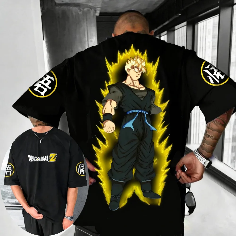 

Unisex Pure Cotton T-shirt Dragon Ball Super Saiyan 2026 Summer Harajuku Anime Print Loose Casual Parent-child Short Sleeved Top