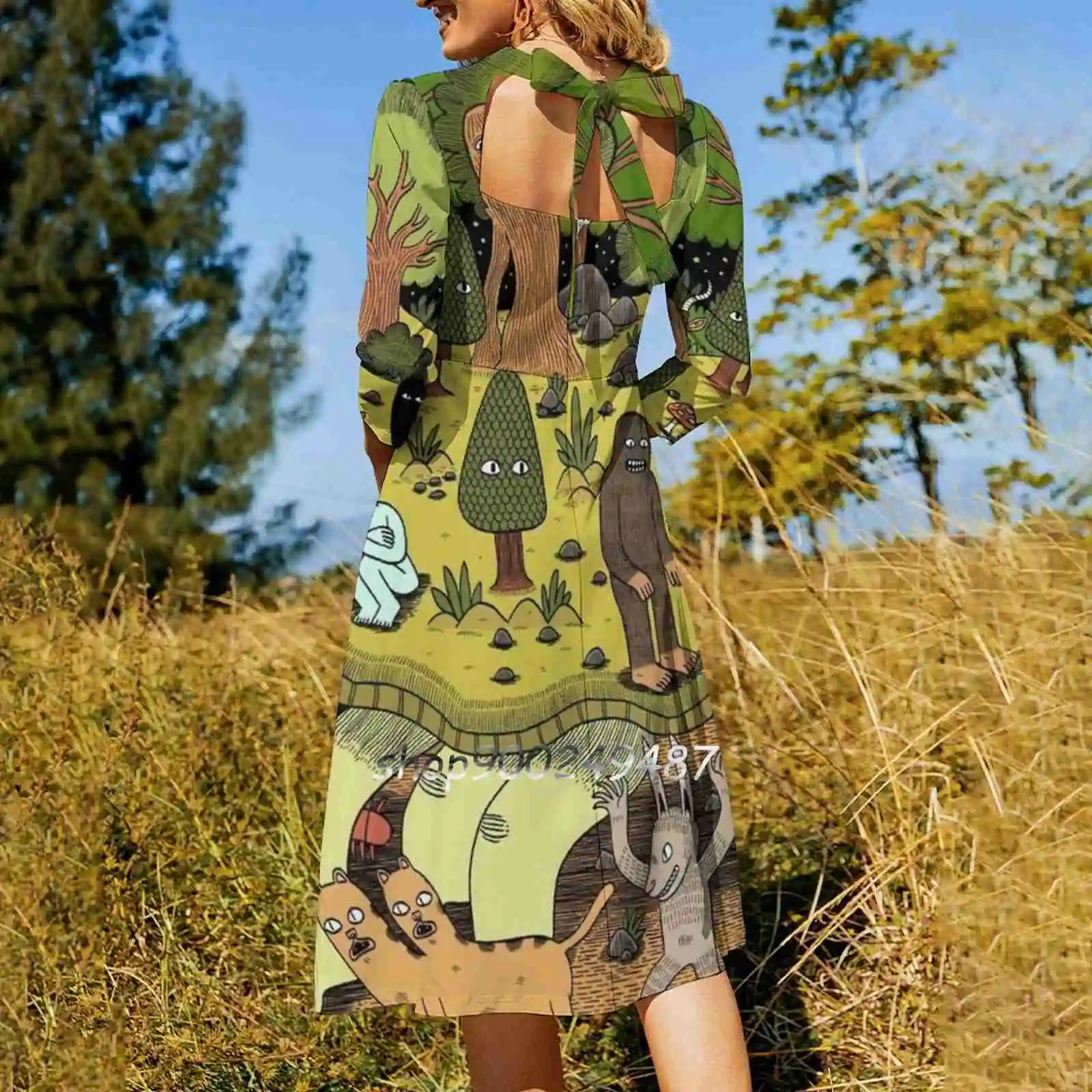 Giant Tortoise Evening Party Dresses Midi Sexy Dress Female Sweet One Piece Dress Korean Tortoise Turtle Otherworld Spirit