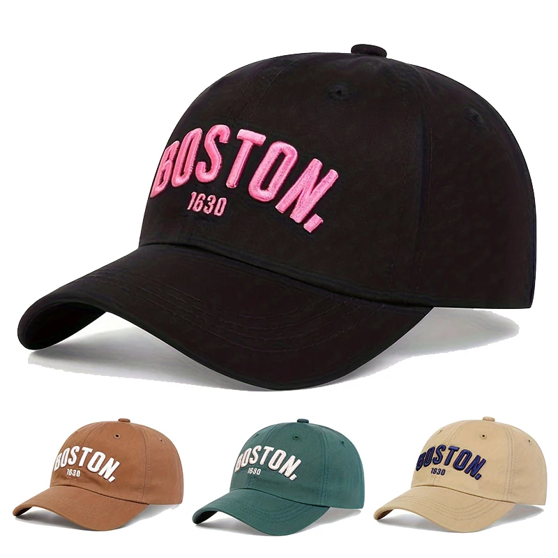 Gorras de béisbol bordadas BOSTON para niños, sombreros casuales ajustables para exteriores, protector solar de viaje para niños y niñas, primavera y verano