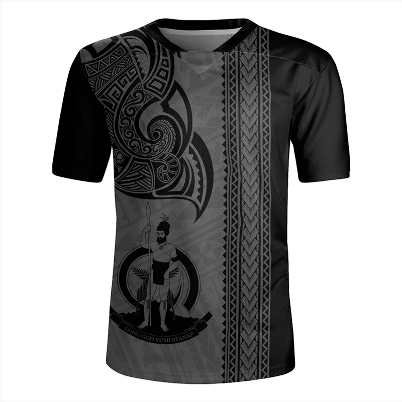 

The Republicof Vanuatu Map Flag 3d Printing Rugby V Neck T Shirt Vanuatu Emblem Graphic Short Sleeves Vintage Mens Clothing Tops