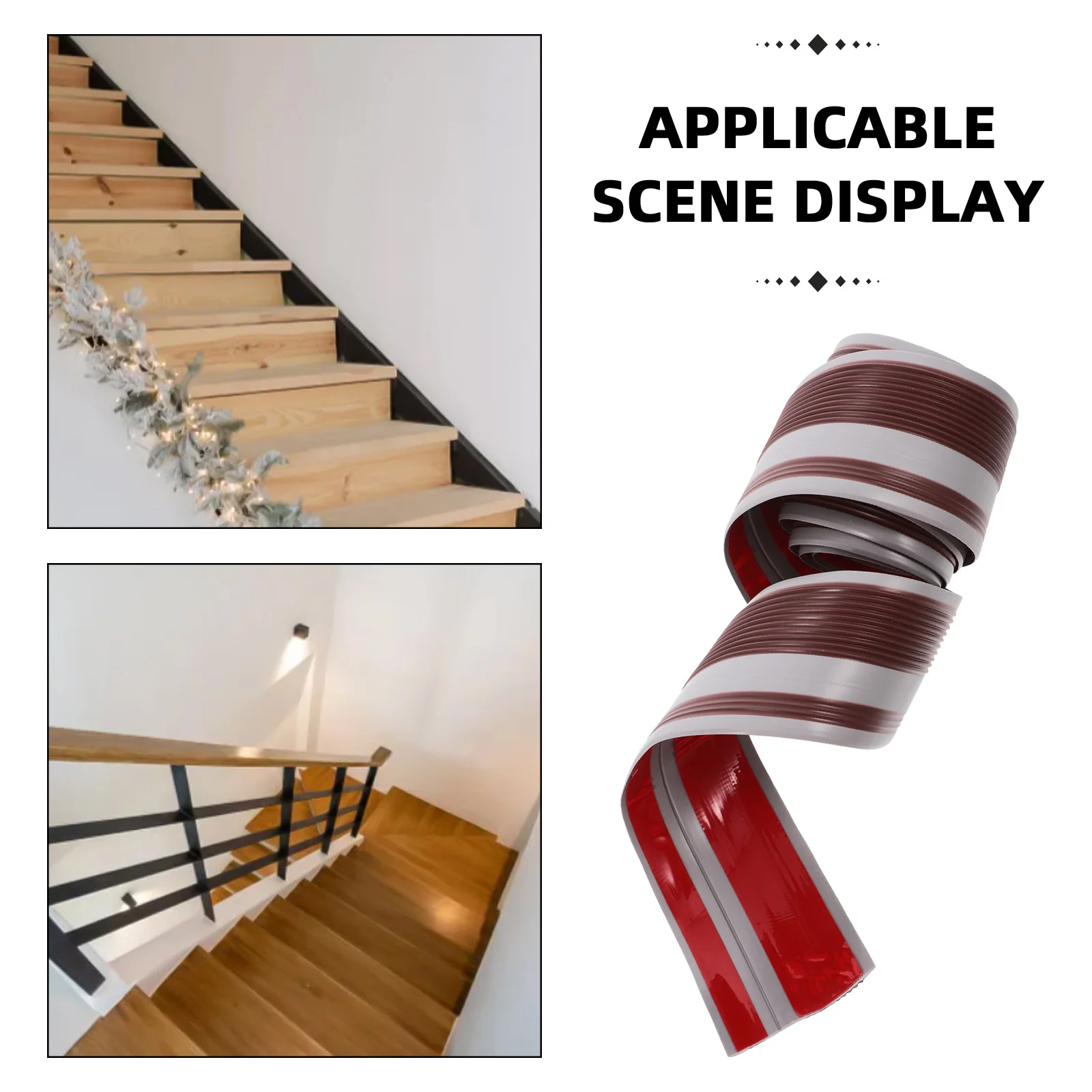 واقي حافة درج غير قابل للانزلاق بطول 2 متر، شريط مضاد للانزلاق من مادة PVC داخلي، سهل التنظيف، يحافظ على حماية شاملة للدرج