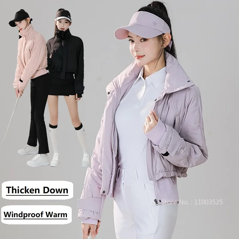 

SG New Winter Golf Jackets Warm Thicken Windproof Windbreaker Ladies Turtle Neck Lightweight Sports Short Coats Golf Clothing